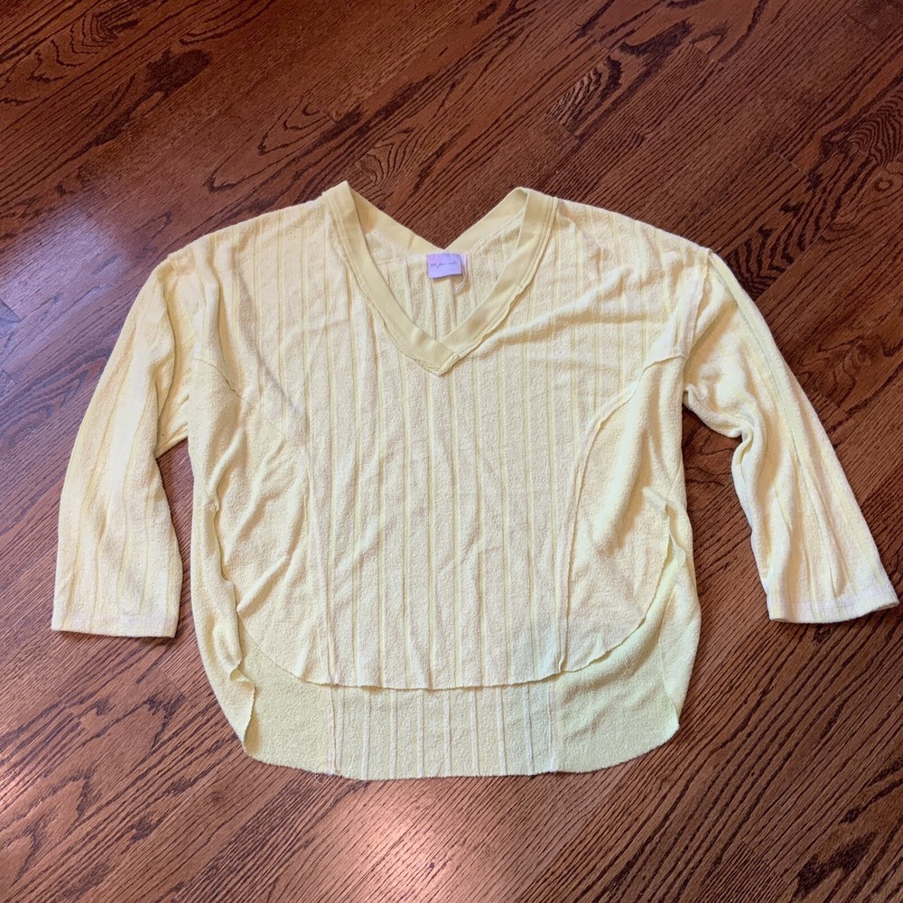 Urban Outfitters OUT FROM UNDER Neon Yellow V-neck  Long Sleeve Pullover Sz S